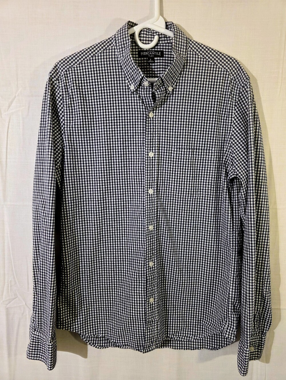 J. Crew Mercantile Flex Performance Navy/ White Gingham Plaid Button-Down Shirt